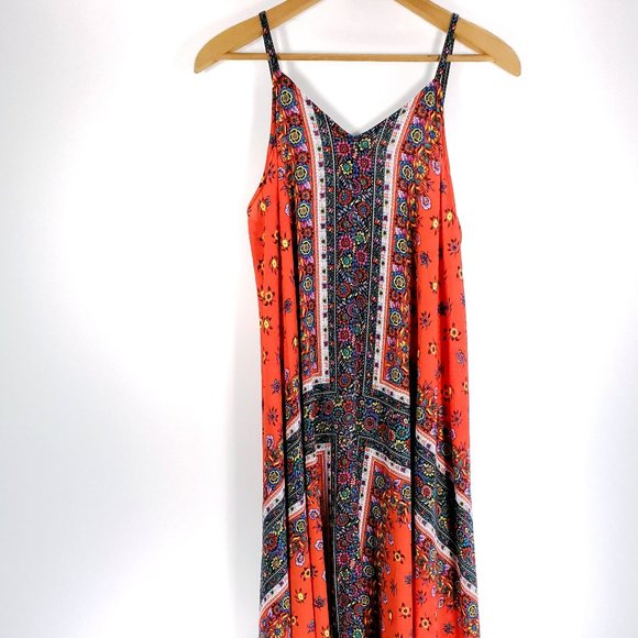 Nanette Lepore Dresses & Skirts - Nanette Lepore Maxi Dress Women's 8 Calypso Red Multi Print Boho Asymmetrical
